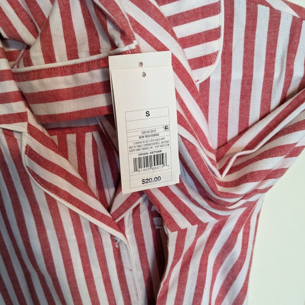 Stars Above Red and White Striped Pajama Dress/Shirt - Picture 3 of 4